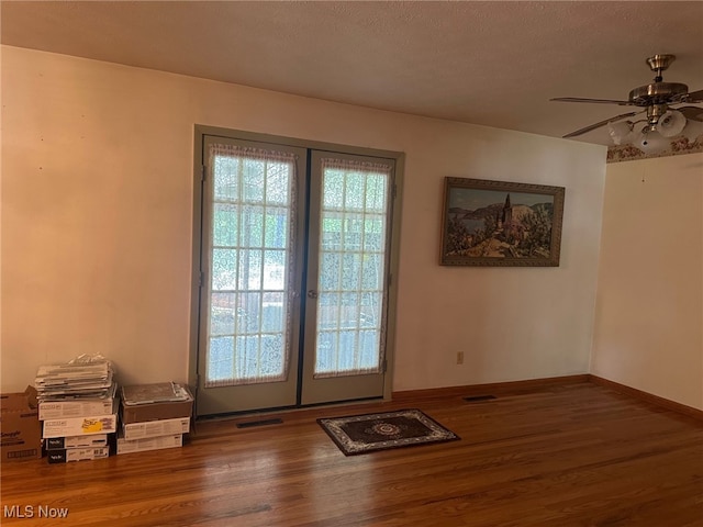 108 Janet Rd, Marietta, OH 45750 - doorway to outside featuring wood finished floors, french doors, and a ceiling fan