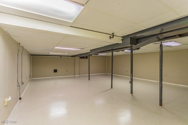 449 Westchester Dr SE, Warren, OH 44484 - finished below grade area with baseboards and a drop ceiling