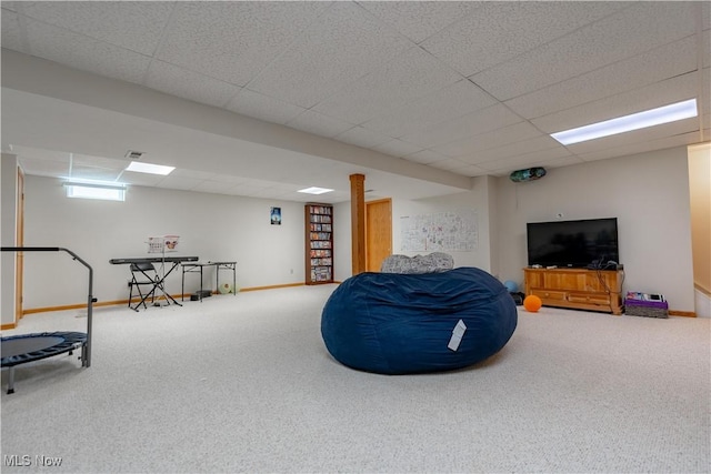 10393 Scotney Ave NW, North Canton, OH 44720 - rec room with carpet flooring and a paneled ceiling