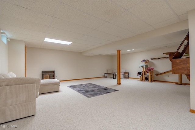 10393 Scotney Ave NW, North Canton, OH 44720 - living area featuring carpet flooring and a drop ceiling