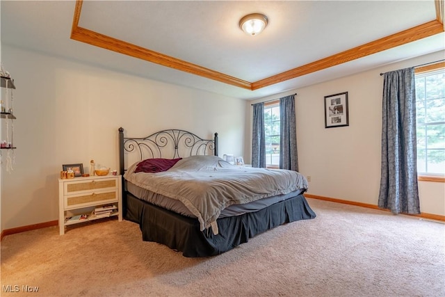 10393 Scotney Ave NW, North Canton, OH 44720 - carpeted bedroom featuring a tray ceiling, multiple windows, and crown molding