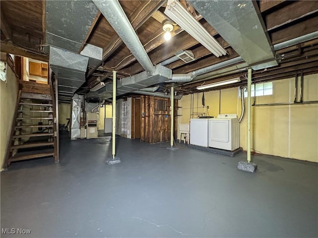 101 Ridgeway St, Struthers, OH 44471 - below grade area with washing machine and dryer and stairway