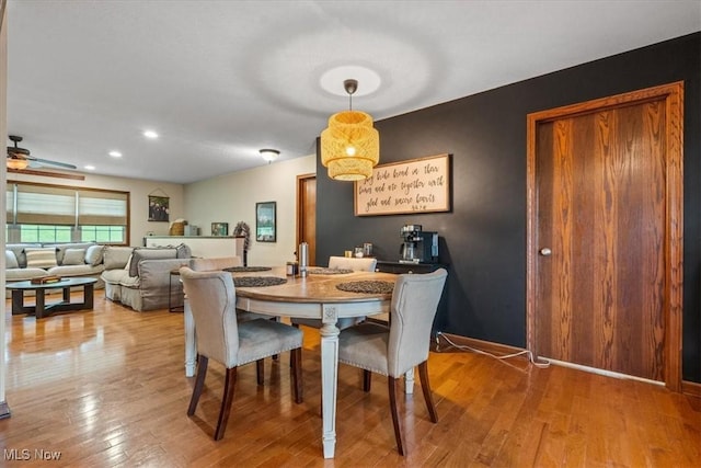 1448 Locust Ridge Rd, Washington, WV 26181 - dining room with wood finished floors, ceiling fan, and recessed lighting