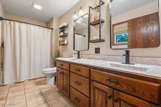 1448 Locust Ridge Rd, Washington, WV 26181 - full bath with double vanity, tile patterned floors, and shower / bath combination with curtain
