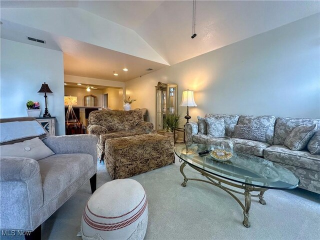 203 Willow Brook Dr NE, Warren, OH 44483 - living area featuring carpet and vaulted ceiling
