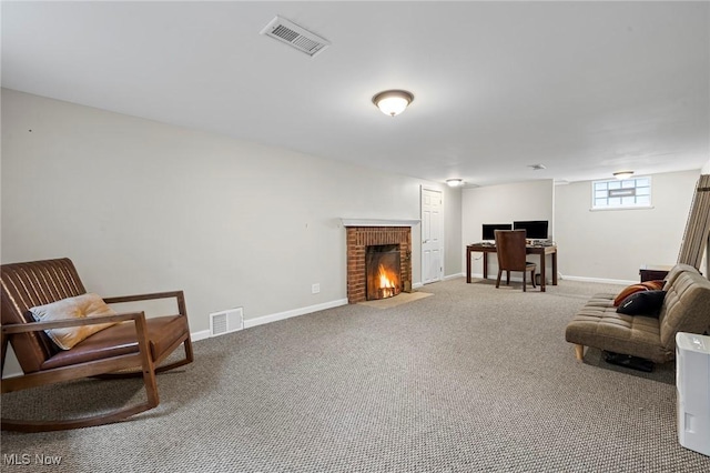 3846 Washington Blvd, University Heights, OH 44118 - living area with a brick fireplace and carpet floors