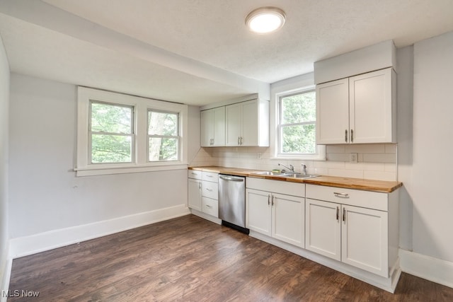 1617 Royal Ave NE, Canton, OH 44705 - kitchen featuring dishwasher, butcher block counters, plenty of natural light, and dark wood-type flooring