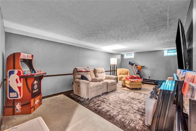 2709 Graham Rd, Stow, OH 44224 - living area with concrete floors and a textured ceiling