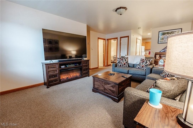 412 SW Weber Ave, Strasburg, OH 44680 - carpeted living room with baseboards and a glass covered fireplace