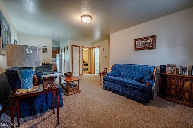 412 SW Weber Ave, Strasburg, OH 44680 - carpeted living area featuring a textured ceiling