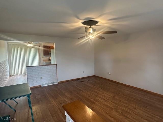 188 Court St, Follansbee, WV 26037 - unfurnished living room featuring a ceiling fan and wood finished floors