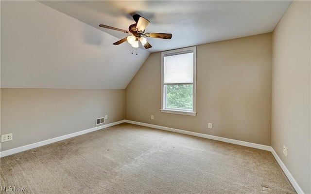 85551 Beagle Club Rd, Scio, OH 43988 - additional living space featuring a ceiling fan, carpet floors, and vaulted ceiling