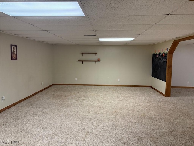 2484 Township Road 262, Bergholz, OH 43908 - below grade area featuring a drop ceiling and carpet