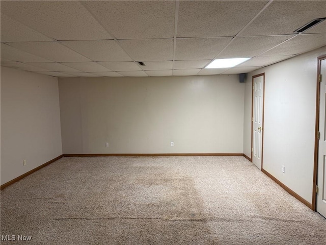 2484 Township Road 262, Bergholz, OH 43908 - finished below grade area with a drop ceiling and carpet floors