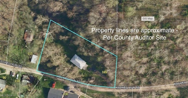 165 Killwell Run Rd, Marietta, OH 45750 - aerial overview of property's location with property boundaries highlighted