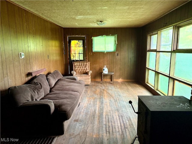 165 Killwell Run Rd, Marietta, OH 45750 - living room with hardwood / wood-style flooring and wood walls