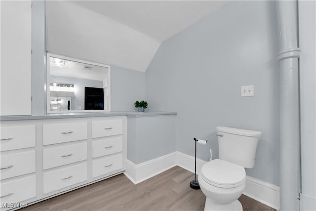 3009 Delmar Ave, Cleveland, OH 44109 - bathroom featuring wood finished floors, vaulted ceiling, and vanity