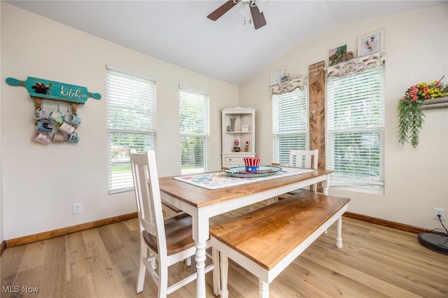 1902 26th Ave, Parkersburg, WV 26101 - dining space featuring plenty of natural light, lofted ceiling, light wood finished floors, and ceiling fan