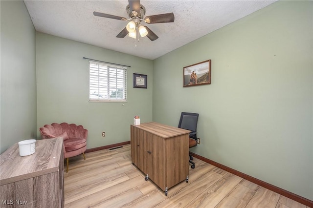 1902 26th Ave, Parkersburg, WV 26101 - office featuring a textured ceiling, light wood-type flooring, and ceiling fan