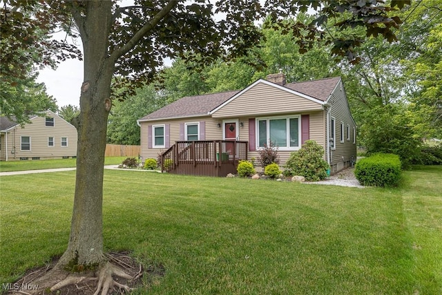 4050 Walter Rd, North Olmsted, OH 44070 - view of front of house with a chimney, a front yard, and roof with shingles