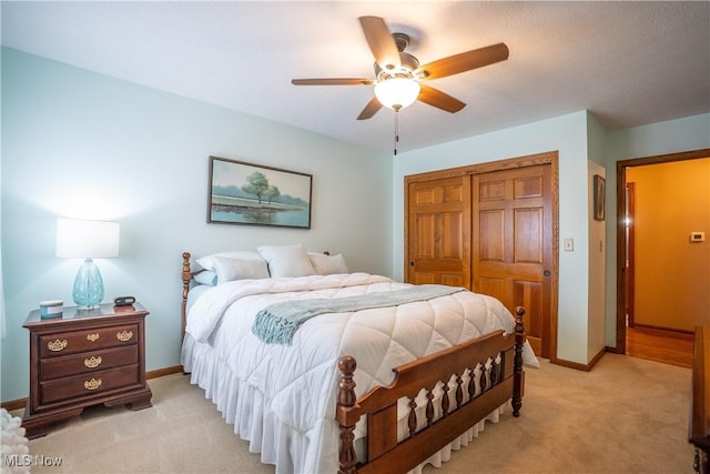 5507 13th Ave, Vienna, WV 26105 - bedroom with a closet, light carpet, and ceiling fan