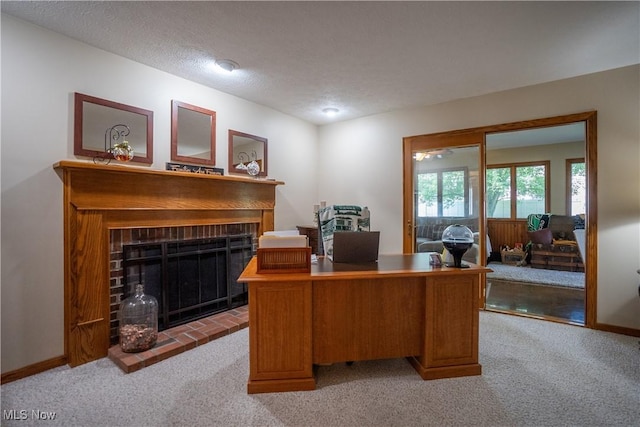 5507 13th Ave, Vienna, WV 26105 - office area with light carpet and a brick fireplace