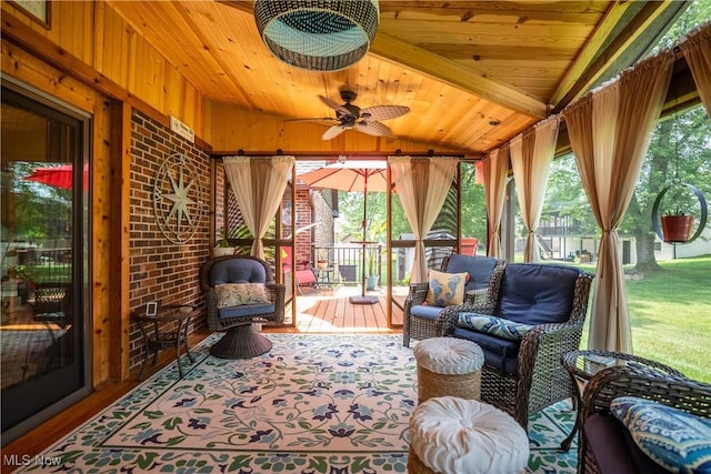 5507 13th Ave, Vienna, WV 26105 - sunroom featuring ceiling fan