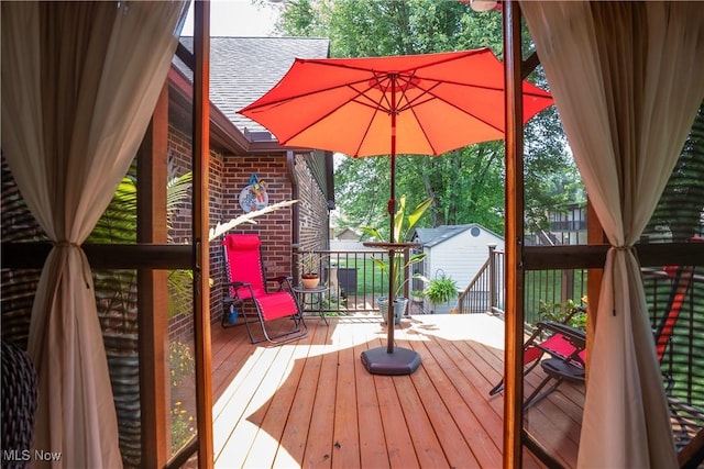 5507 13th Ave, Vienna, WV 26105 - wooden deck featuring a storage shed
