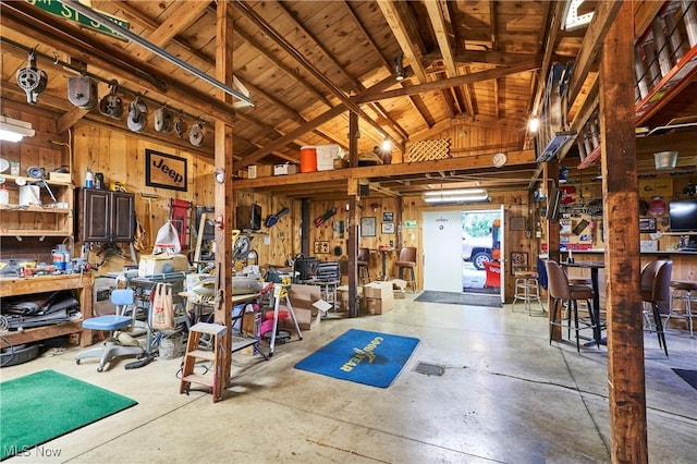 3145 Franks Rd, Clinton, OH 44216 - garage featuring wooden walls