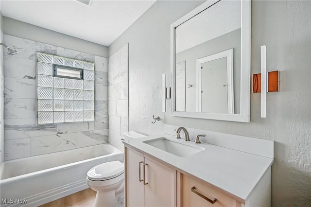 341 Kenmore Ave NE, Warren, OH 44483 - bathroom with vanity,  shower combination, and wood finished floors