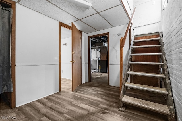 275 Fountain St, Akron, OH 44306 - finished below grade area with stairs, wood finished floors, a drop ceiling, and washer / dryer