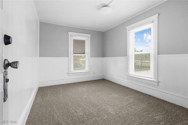 275 Fountain St, Akron, OH 44306 - unfurnished room with a wainscoted wall, carpet, and a smoke detector