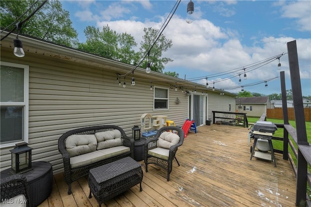 323 Mccook Ave, Dennison, OH 44621 - wooden deck with an outdoor living space and grilling area