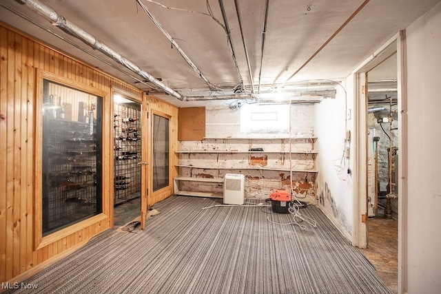 2611 Exeter Rd, Cleveland Heights, OH 44118 - unfinished below grade area with carpet flooring and wooden walls