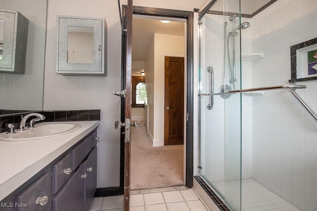 2611 Exeter Rd, Cleveland Heights, OH 44118 - full bath featuring a shower stall, vanity, and tile patterned floors