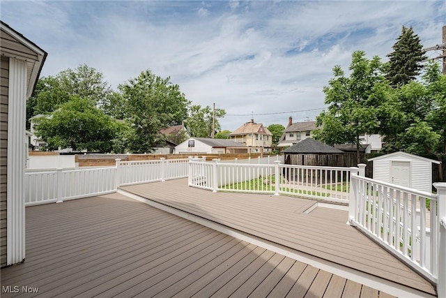 3414 Virginia Ave, Cleveland, OH 44109 - wooden terrace featuring a storage shed and a residential view