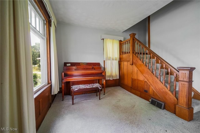 1237 Center St, Ashland, OH 44805 - living area featuring carpet and stairway