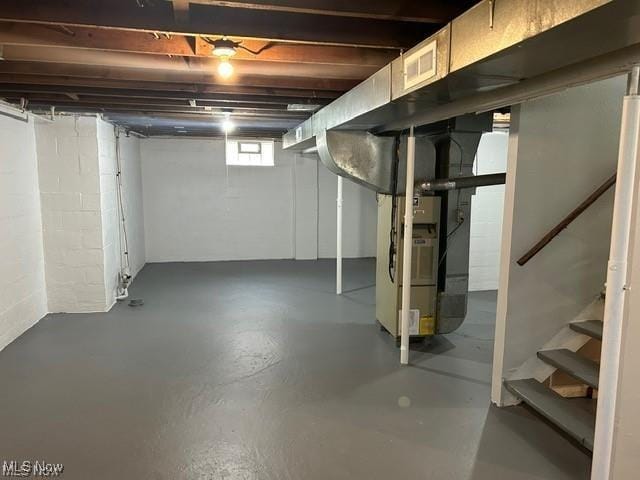 1975 9th St SW, Akron, OH 44314 - below grade area with stairway and heating unit