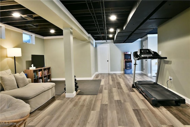 2304 Bianca Ln, Cortland, OH 44410 - workout area with wood finished floors and baseboards