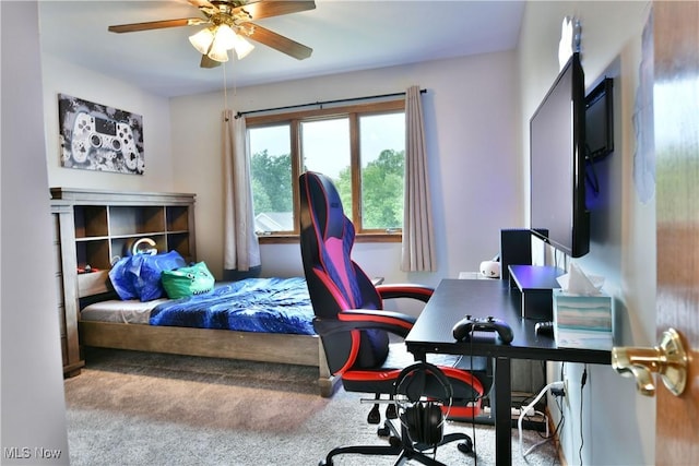 2304 Bianca Ln, Cortland, OH 44410 - bedroom featuring carpet, a desk, and a ceiling fan