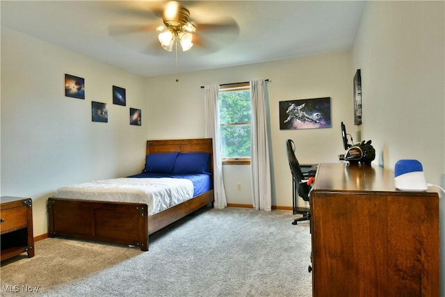 2304 Bianca Ln, Cortland, OH 44410 - carpeted bedroom featuring ceiling fan and a desk