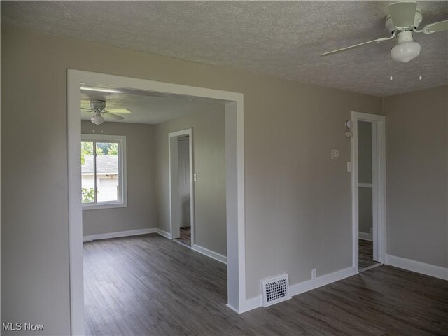 3814 Russell Ave, Parma, OH 44134 - empty room featuring ceiling fan, wood finished floors, and a textured ceiling