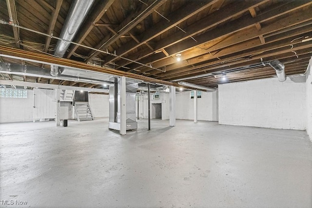 3549 Kent Rd, Stow, OH 44224 - basement with stairway and concrete block wall