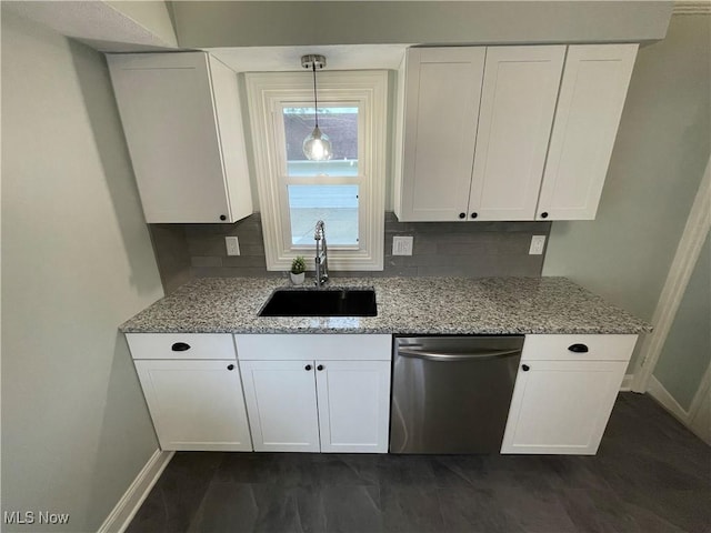 16005 Walvern Blvd, Maple Heights, OH 44137 - kitchen featuring stainless steel dishwasher, white cabinetry, and light stone countertops