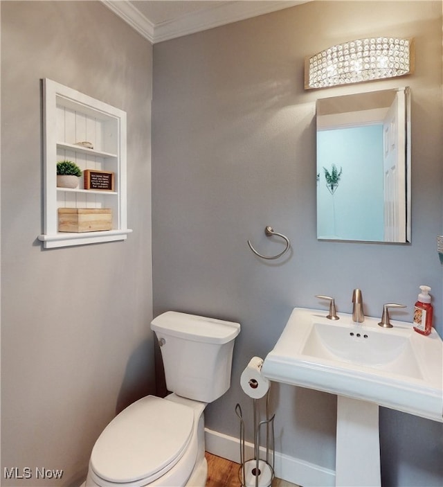 4314 Cheval Cir, Stow, OH 44224 - half bathroom featuring crown molding and wood finished floors
