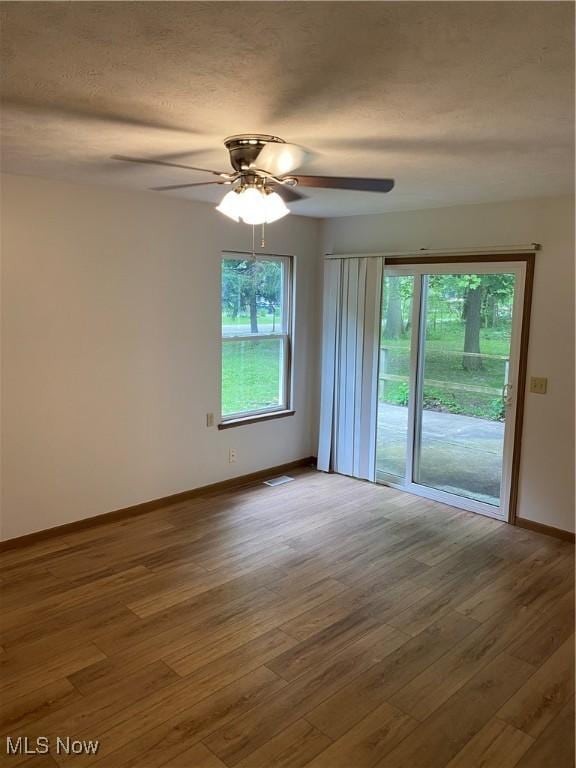 4920 Thomas Blvd, Geneva, OH 44041 - empty room featuring healthy amount of natural light, wood finished floors, and a ceiling fan
