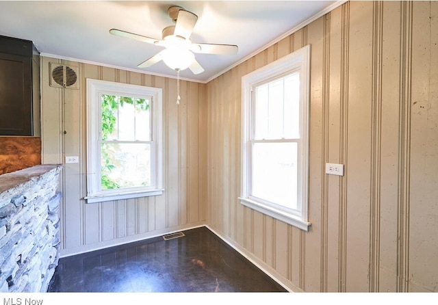 3371 Brecksville Rd, Richfield, OH 44286 - empty room with a ceiling fan and ornamental molding