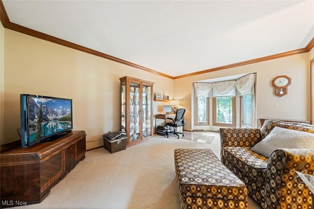 7700 Sparrow Flight Dr, Seven Hills, OH 44131 - living area featuring ornamental molding, carpet, and an office area