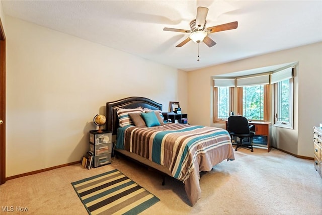 7700 Sparrow Flight Dr, Seven Hills, OH 44131 - bedroom featuring light carpet, an office area, and ceiling fan
