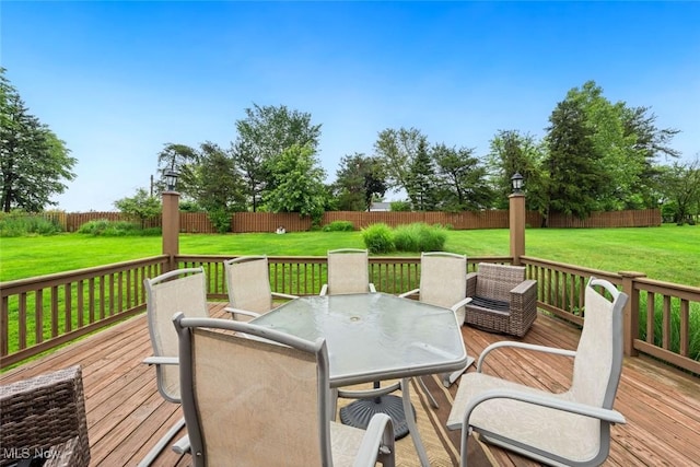 7700 Sparrow Flight Dr, Seven Hills, OH 44131 - wooden deck with a fenced backyard and outdoor dining space